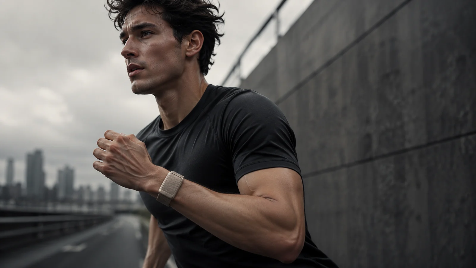 Runner wearing AyuBand during outdoor training