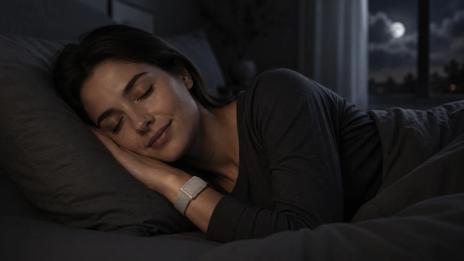 Person sleeping with AyuBand for sleep recovery tracking